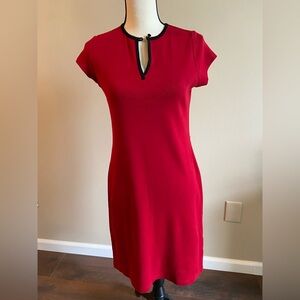 Ralph Lauren Dress Elegant Red Short Sleeve Keyhole Front Closure Size S